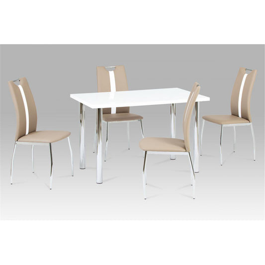Naomi Faux Leather Dining Chairs Chrome and Brown with white Stripe (2s) - luxury dining furniture
