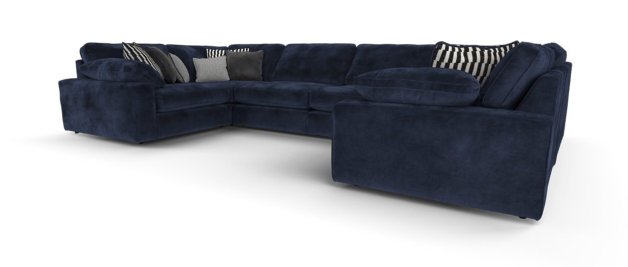 Maison Large U Shape Sofa With Piping Full Back - luxury velvet U-shape sofa by Vogue Vocus view 3