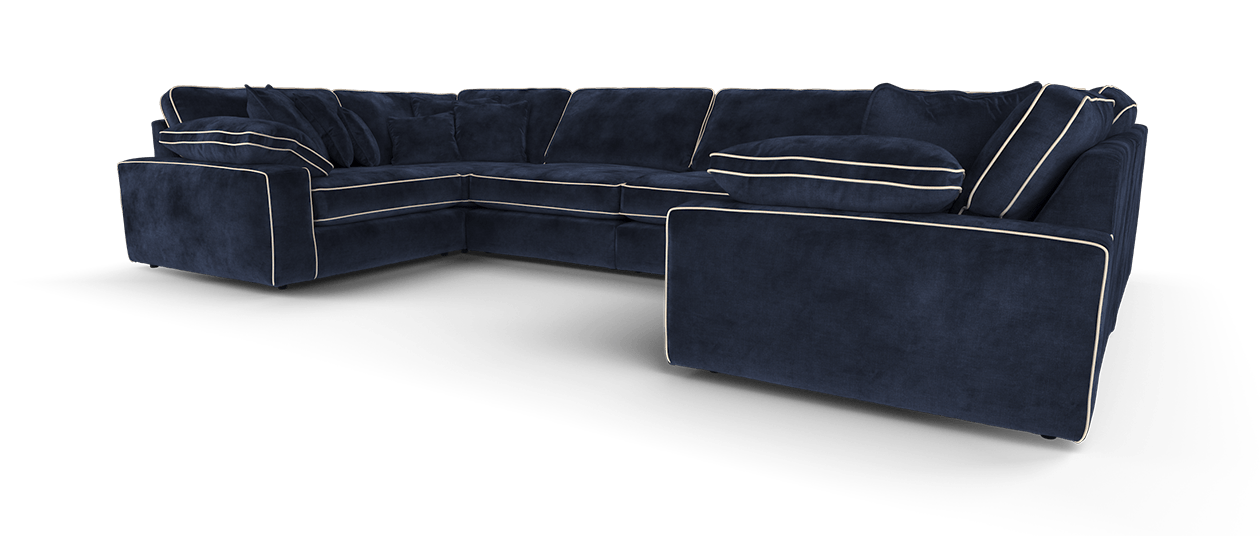 Maison Large U Shape Sofa With Contrast Piping Full Back