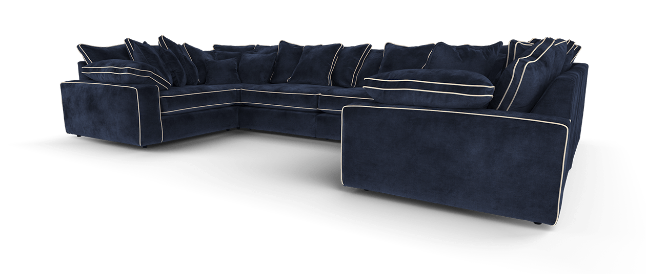 Maison Large U Shape Sofa With Contrast Piping Pillow Back