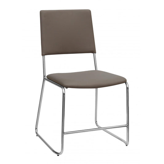Nevis Faux Leather Dining Chairs Taupe and Chrome - luxury dining furniture