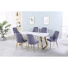 Newchapel Velvet Dining Chair Light Grey and Gold - luxury dining furniture