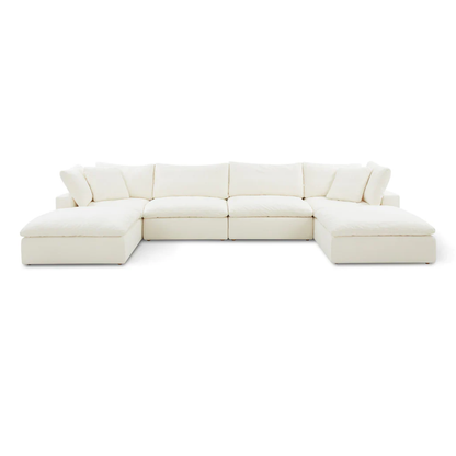 Lunara Cloud XL U Shape Sofa With Two Stools - luxury soft fibre cloud sofa by Vogue Vocus