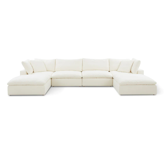 Lunara Cloud XL U Shape Sofa With Two Stools - luxury soft fibre cloud sofa by Vogue Vocus