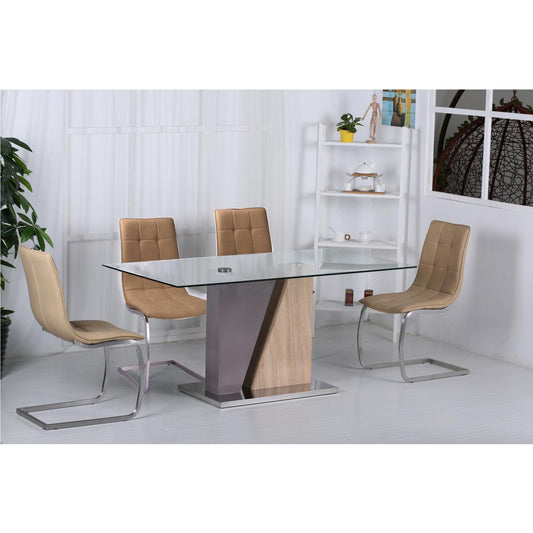 Olivia Glass Dining Table Champagne and Natural - luxury dining furniture