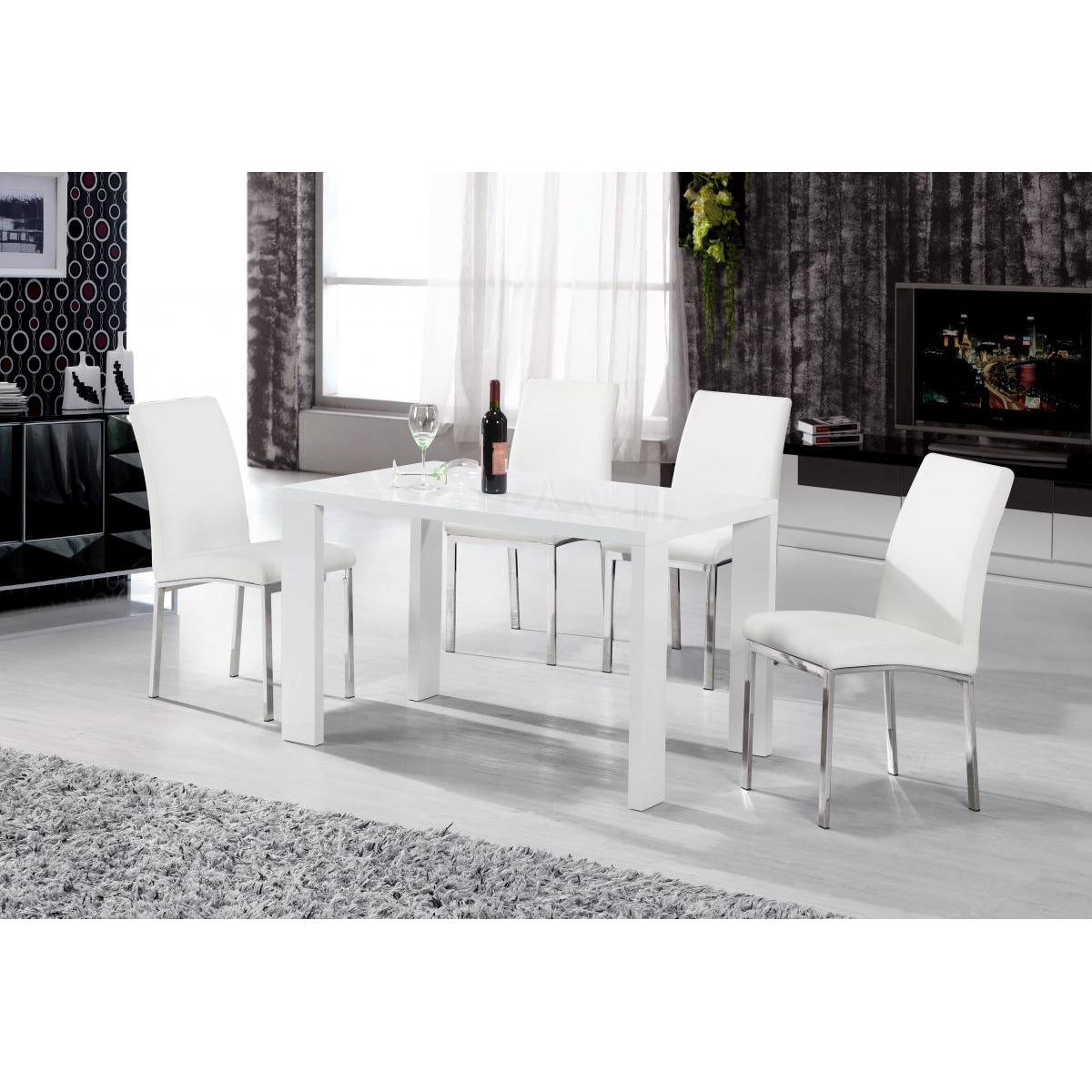 Peru Dining Table White High Gloss - luxury dining furniture