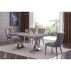 Plato Velvet Fabric Dining Chair Grey with Stainless Steel Legs - luxury dining furniture