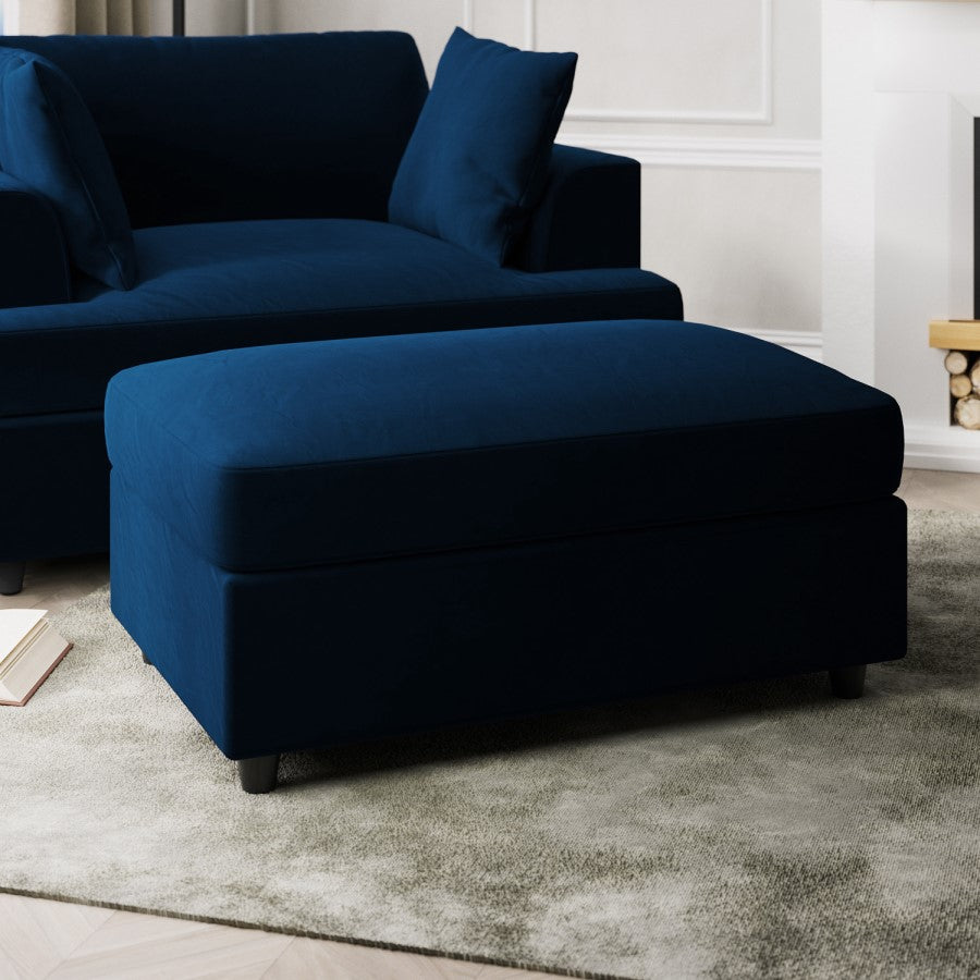 Verona Right Hand Chaise Corner Sofa and Footstool - luxury velvet corner sofa in grey by Vogue Vocus view 2