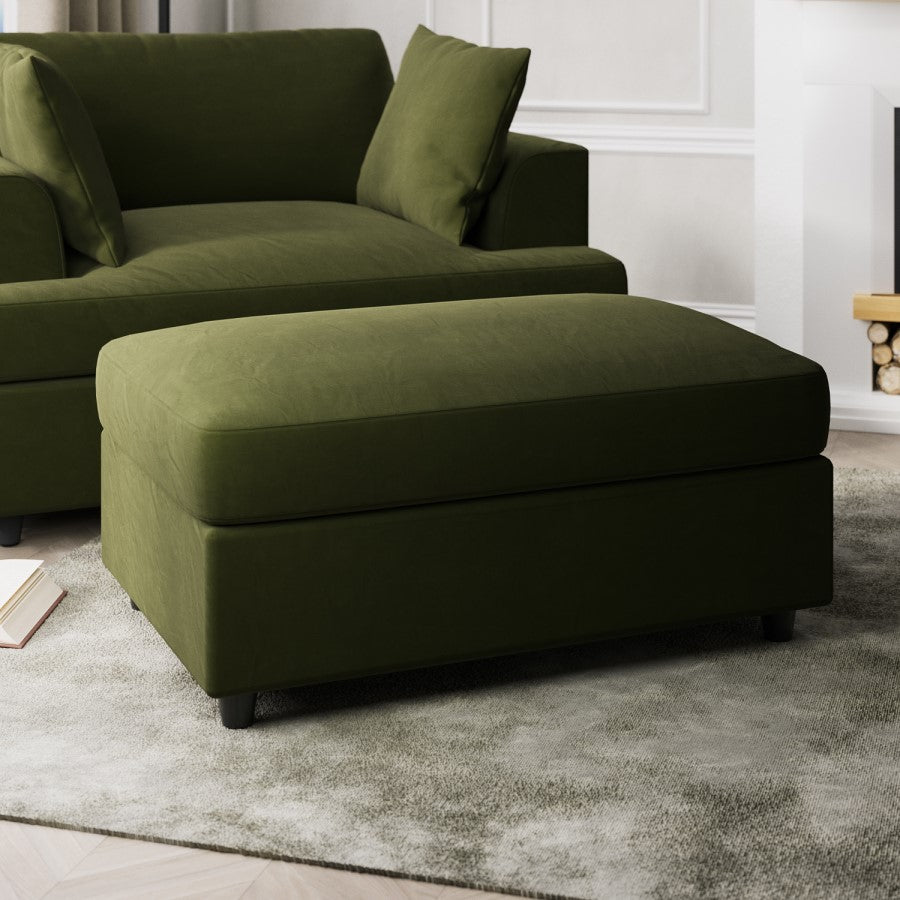 Verona Right Hand Chaise Corner Sofa and Footstool - luxury velvet corner sofa in grey by Vogue Vocus view 8