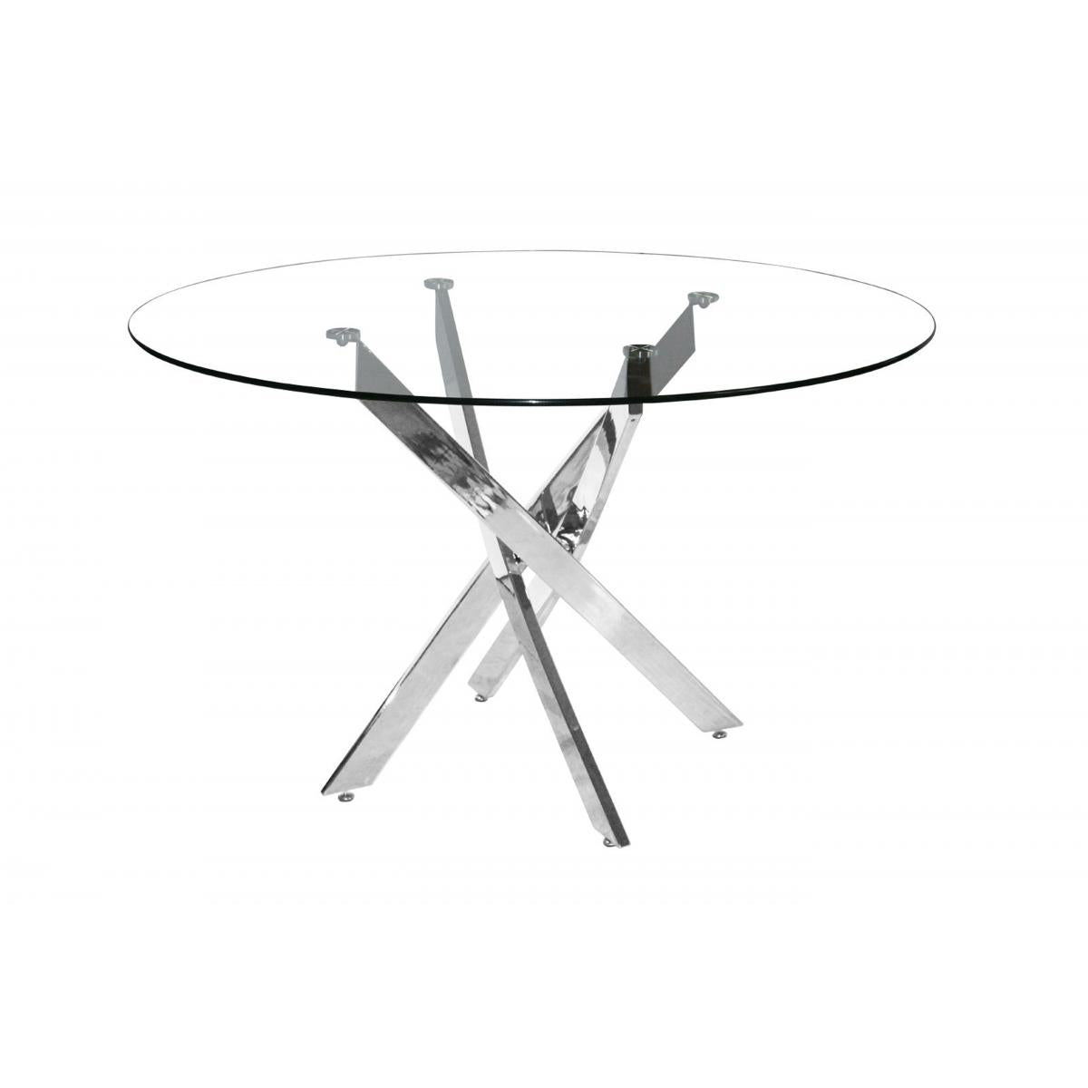 Samurai Small Dining Table Chrome and Clear - luxury dining furniture