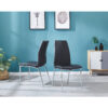 Scimitar Faux Leather Dining Chairs Chrome and Black (2s) - luxury dining furniture