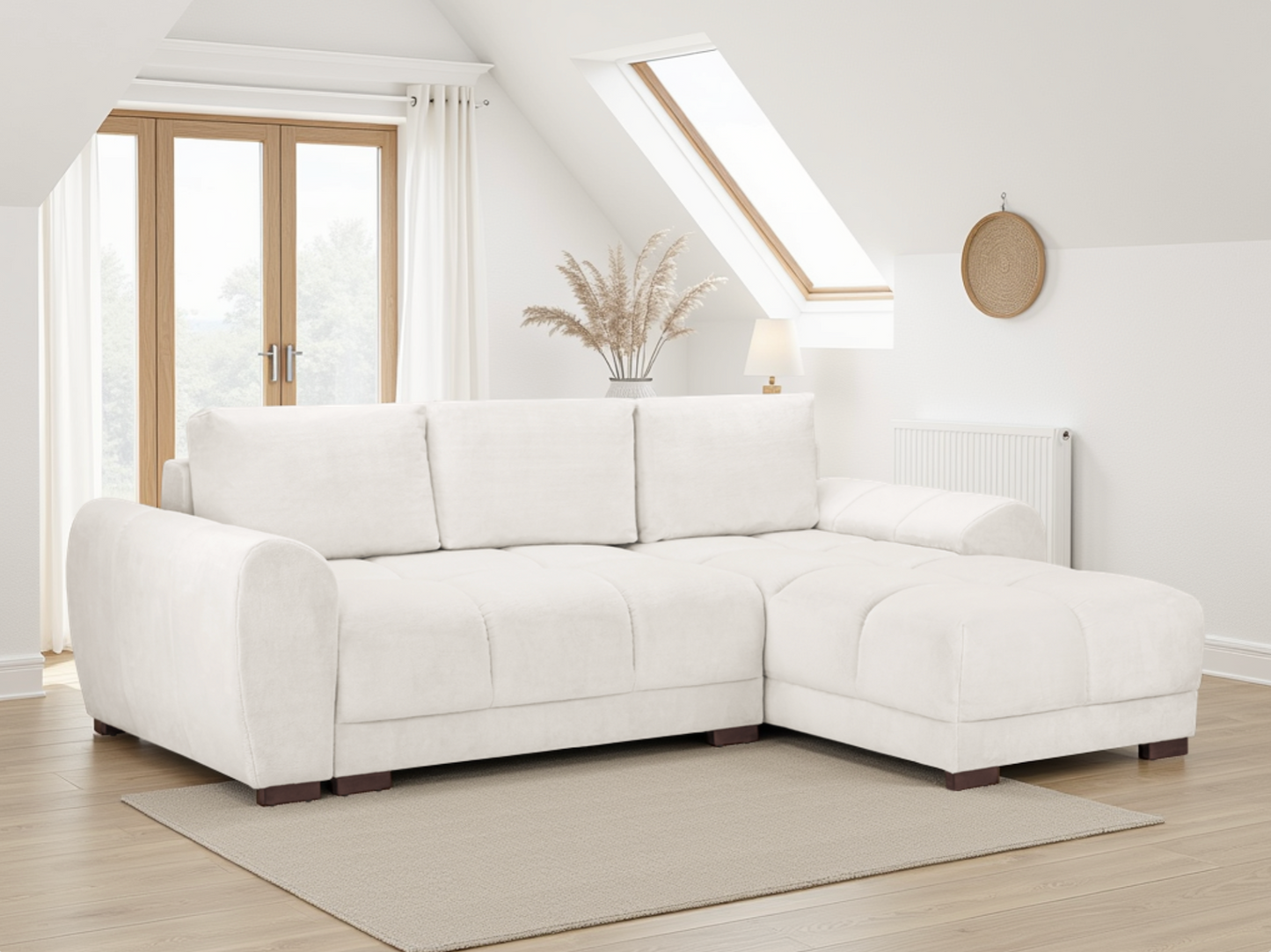 Lorenza Universal Corner Sofa Bed in Cream