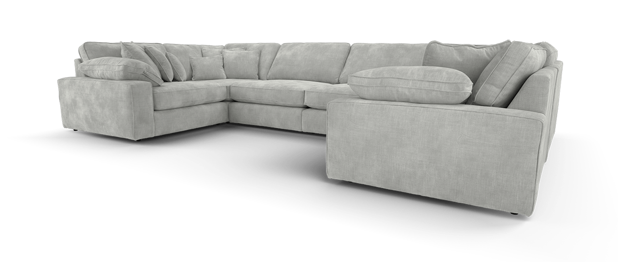 Maison Large U Shape Sofa With Piping Full Back - luxury velvet U-shape sofa by Vogue Vocus view 4
