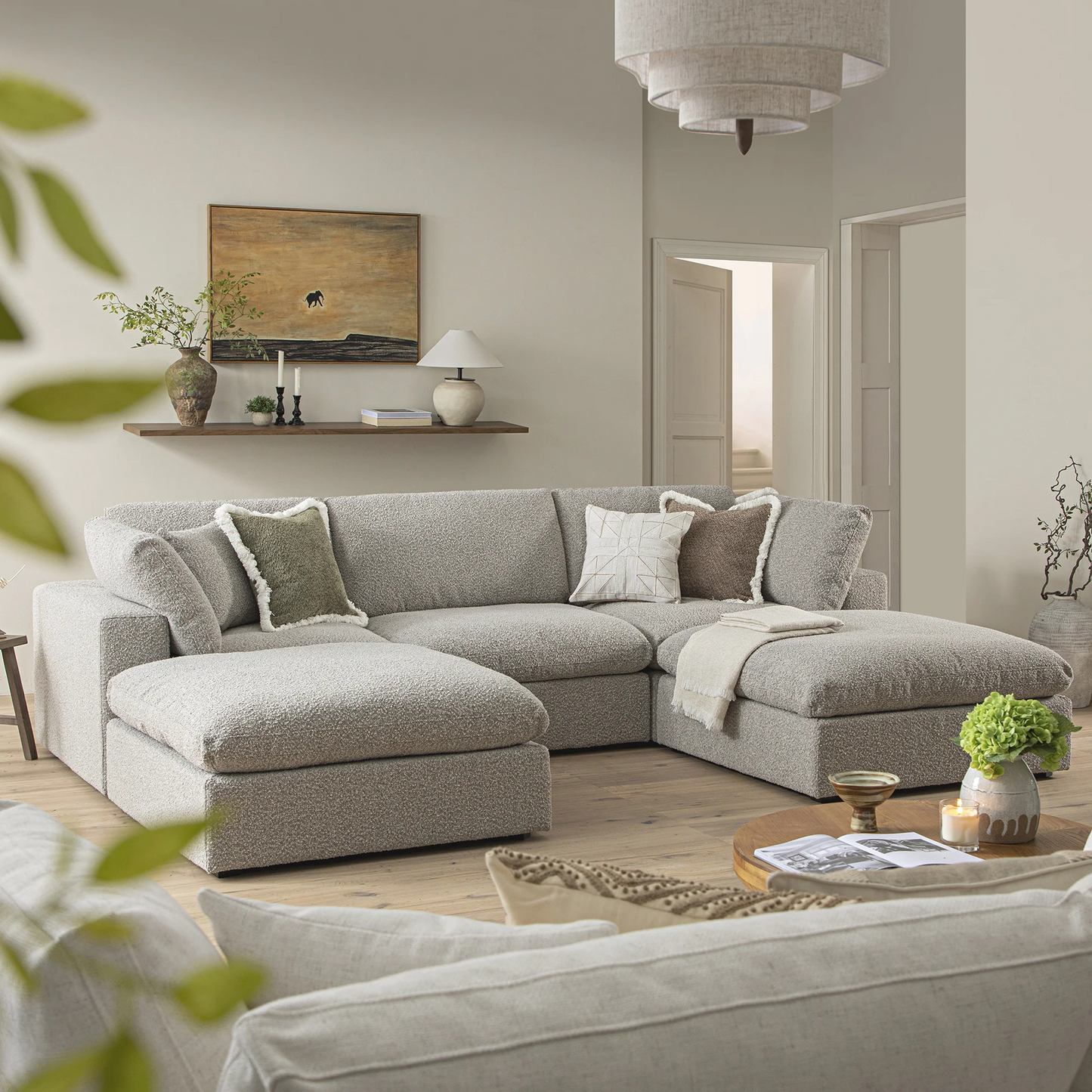 Sola Modular 5 Piece U Shape Sofa With Feather Cushions-Vogue Vocus