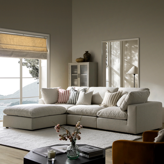 Sola Modular 3-Piece Chaise Corner Sofa With Feather Cushions-Vogue Vocus
