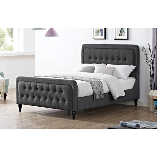 Talia Grey Linen Bed - King Size - Grey Linen