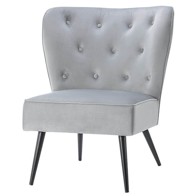 Thames Velvet Dining Chair Grey with Black Metal Legs - luxury dining furniture