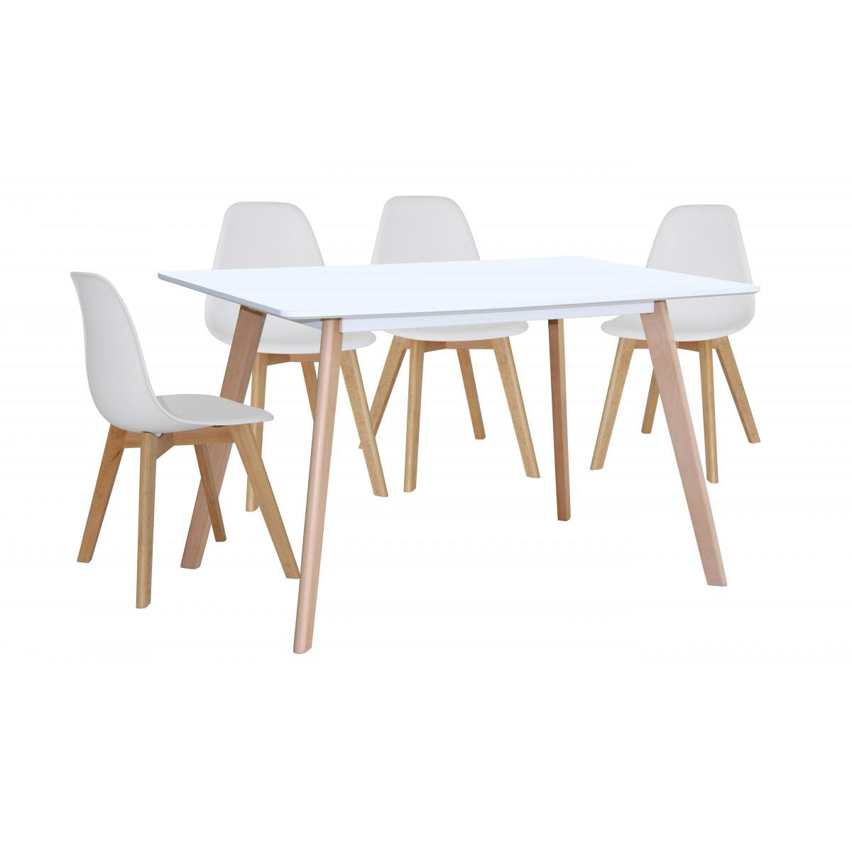 Belgium Medium Dining Table White with Beech legs - luxury dining furniture