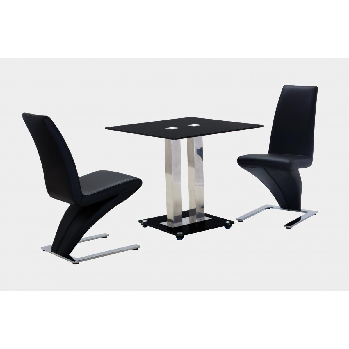 Trinity Small Dining Table Chrome and Black - luxury dining furniture