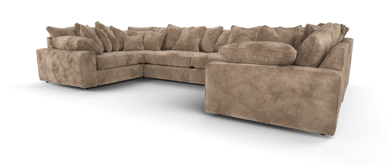 Maison Large U Shape Sofa With Piping Pillow Back - luxury velvet U-shape sofa by Vogue Vocus view 4