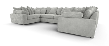 Maison Large U Shape Sofa With Piping Pillow Back - luxury velvet U-shape sofa by Vogue Vocus view 5