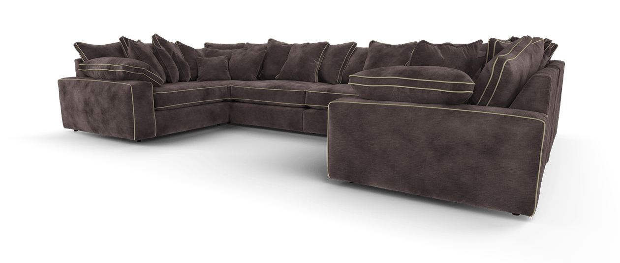 Maison Large U Shape Sofa With Contrast Piping Pillow Back