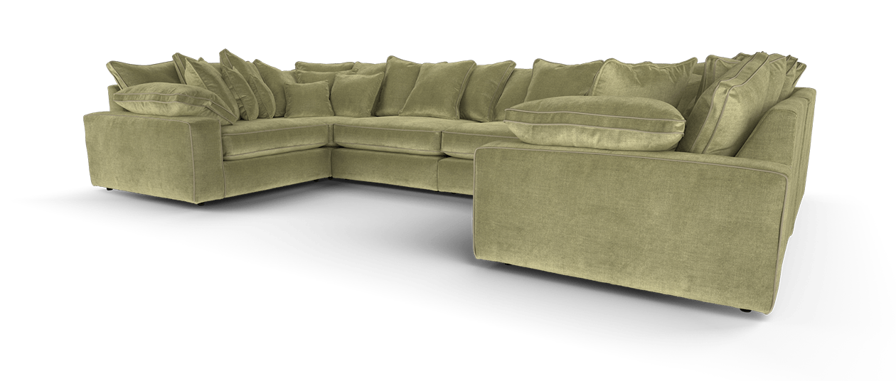 Maison Large U Shape Sofa With Contrast Piping Pillow Back