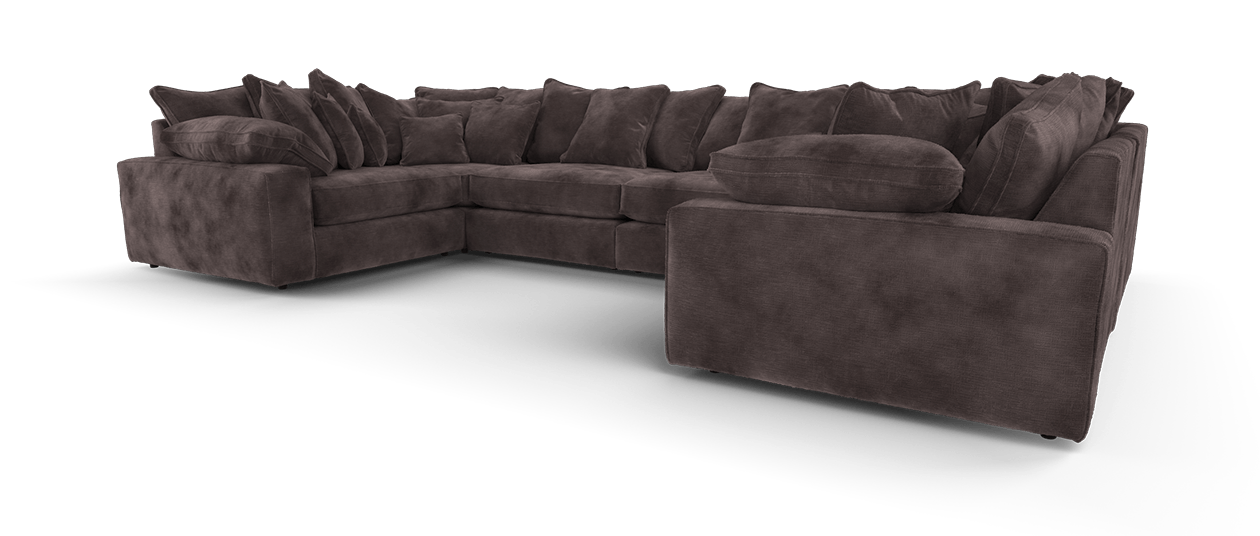 Maison Large U Shape Sofa With Piping Pillow Back - luxury velvet U-shape sofa by Vogue Vocus view 6