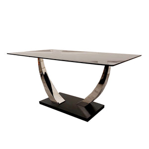 Venus Chrome Black Stone 1.6m Dining Table - Black Sintered Stone / Chrome Base