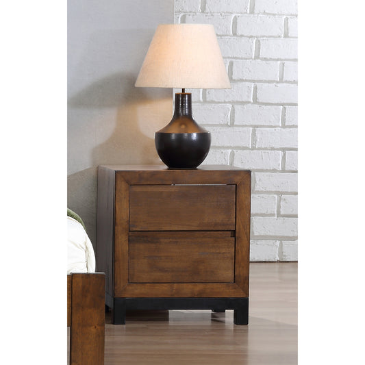 Vulcan Bedside Table 2 Drawer Rustic Oak