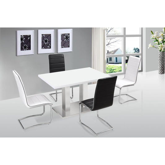 Walton Dining Table White with Stainless Steel Base - luxury dining furniture