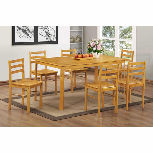 New York Large Dining Set with 6 Dining Chairs Natural Oak - luxury dining furniture