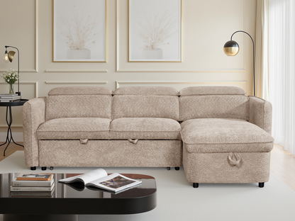 Valenza Universal Corner Sofa Bed in Beige