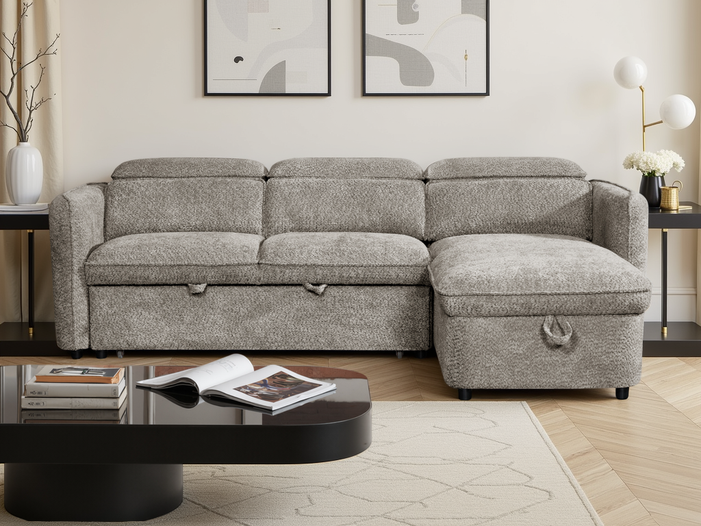 Valenza Universal Corner Sofa Bed in Grey