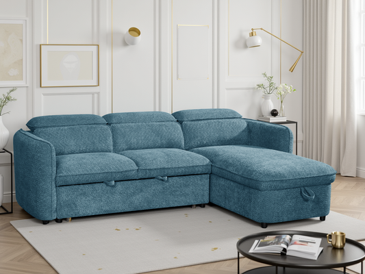 Valenza Universal Corner Sofa Bed in Blue