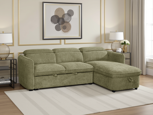 Valenza Universal Corner Sofa Bed in Green