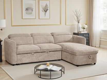 Valenza Universal Corner Sofa Bed in Beige