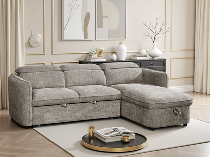 Valenza Universal Corner Sofa Bed in Grey