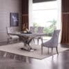 Zenith Velvet Fabric Dining Chair Grey with Stainless Steel Legs - luxury dining furniture