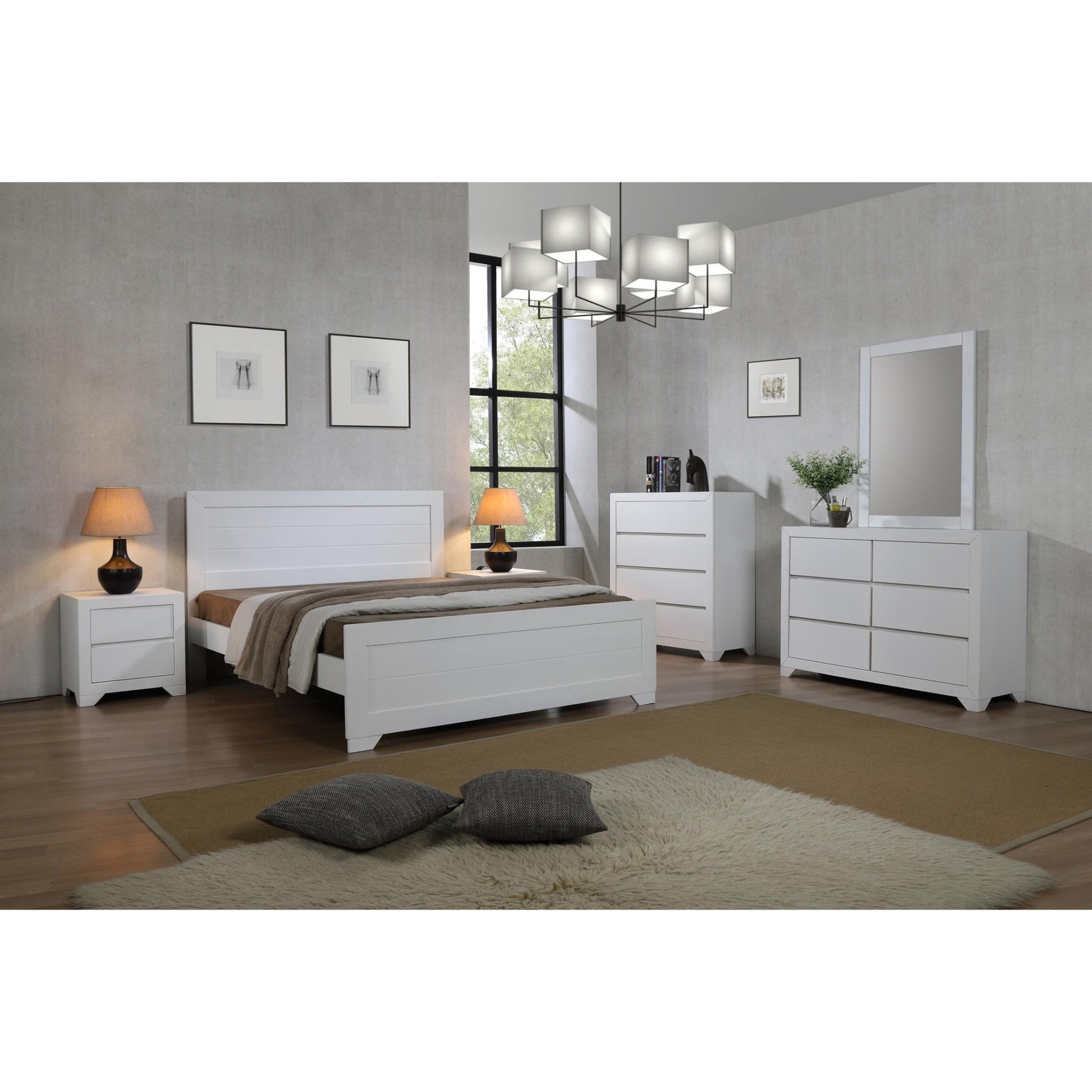 Zircon Bedside Table 2 Drawer White