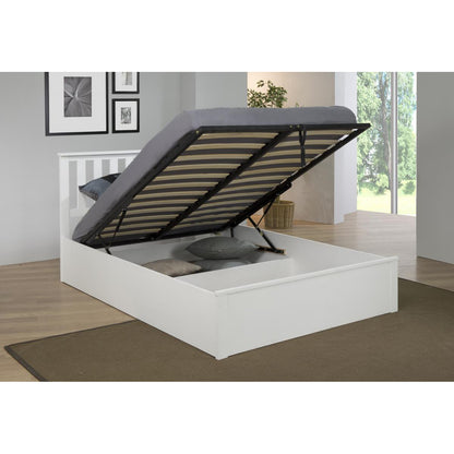 Zara Solid Rubberwood Storage Bed - King Size - White