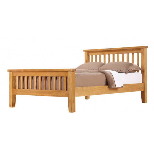 Alderley Solid Oak High Footend Bed - Double - Light Oak