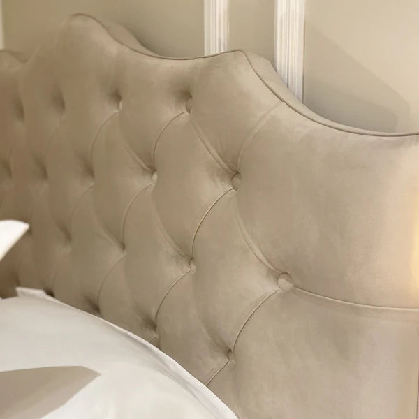 Belvoir Vanilla Luxury Curved Velvet Bed