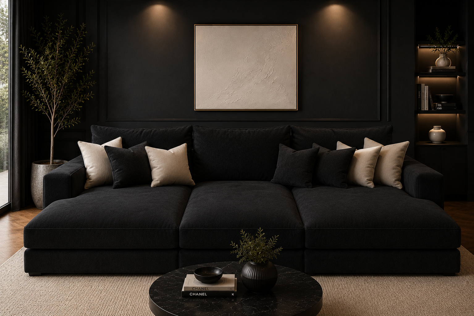 Oscar Cinema Velvet Sofa – Feather Filled Seats - luxury velvet modular sofa in slate by Vogue Vocus view 11