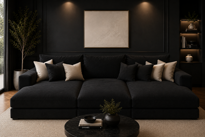 Oscar Cinema Velvet Sofa – Feather Filled Seats - luxury velvet modular sofa in slate by Vogue Vocus view 11