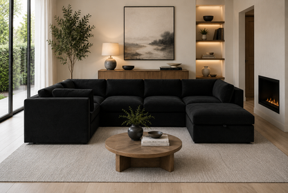 Belva Modular Grand Corner with Storage Ottoman Sofa