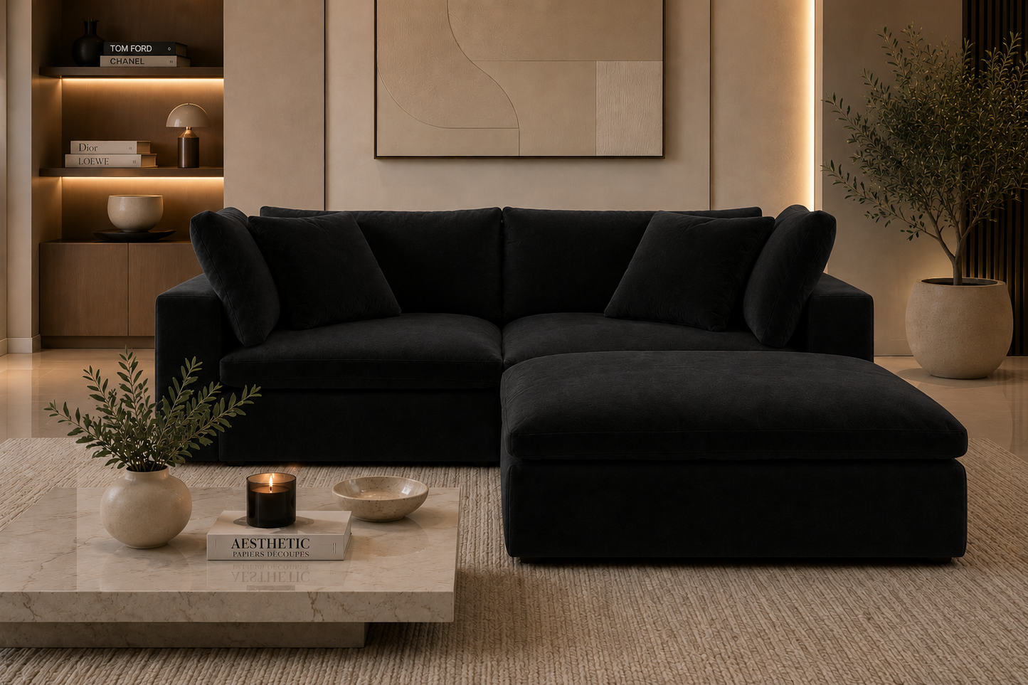 Lunara Cloud 2 Piece Sofa With Footstool