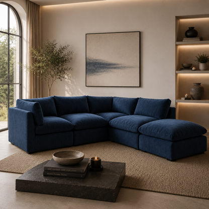 Arlo Feather 4-Piece Corner Sectional with Ottoman