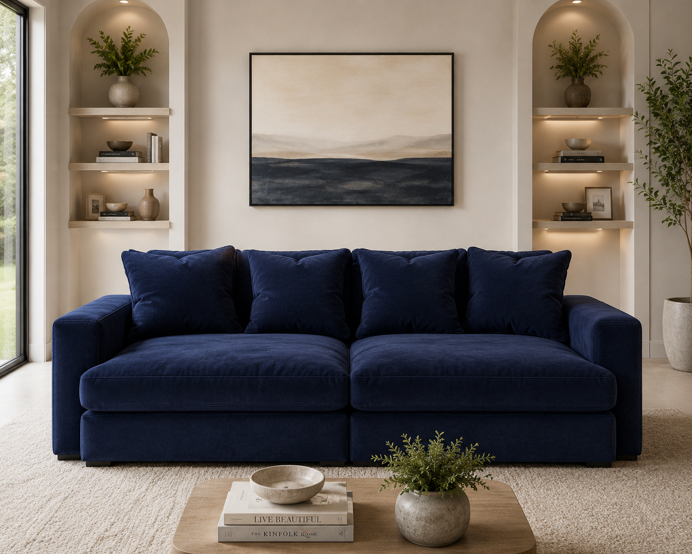 Oscar Cinema Velvet Sofa – Feather Filled Seats - luxury velvet modular sofa in slate by Vogue Vocus view 4