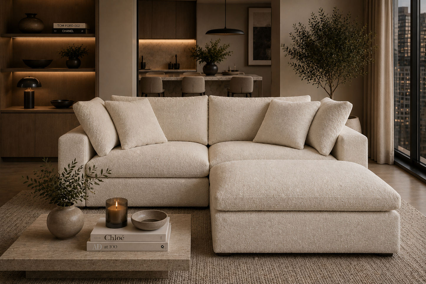 Lunara Cloud 2 Piece Sofa With Footstool
